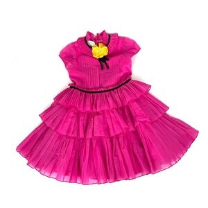 Authentic GUCCI Girls’ Pink Ruffle Flower Short Sleeve Dress 6